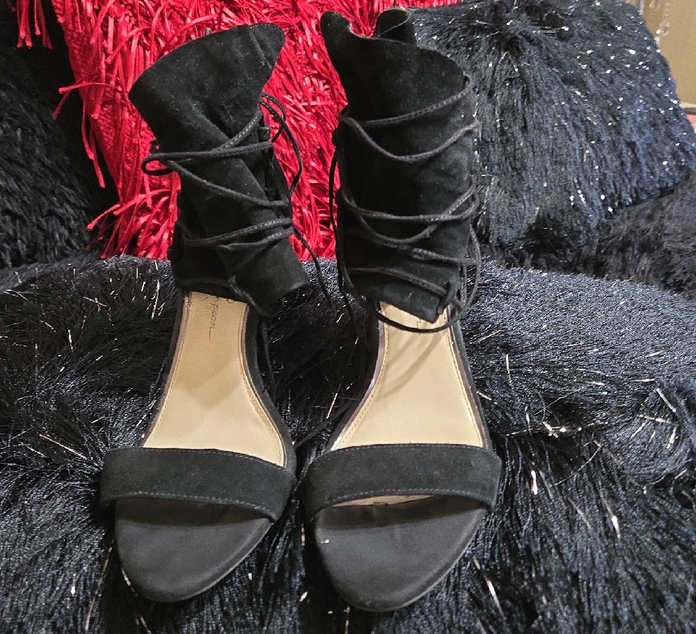 Elegant Black Suede Women's Heels